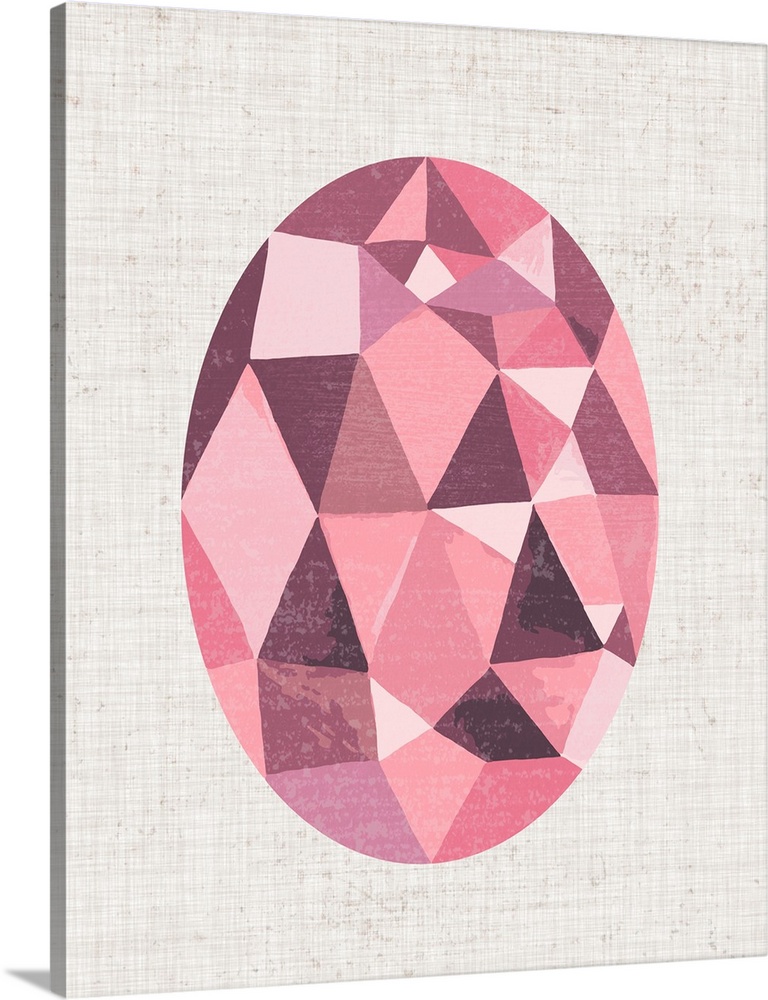 Gemstone painting with geometric facets in shades of pink.
