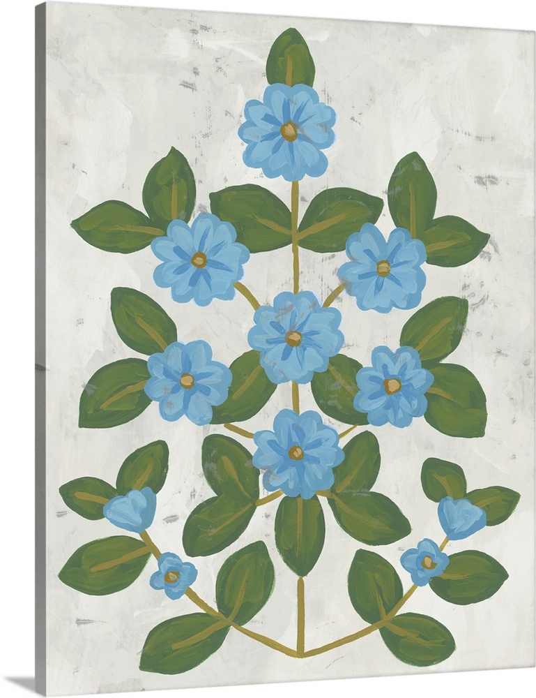 Blue Folk Blossoms I