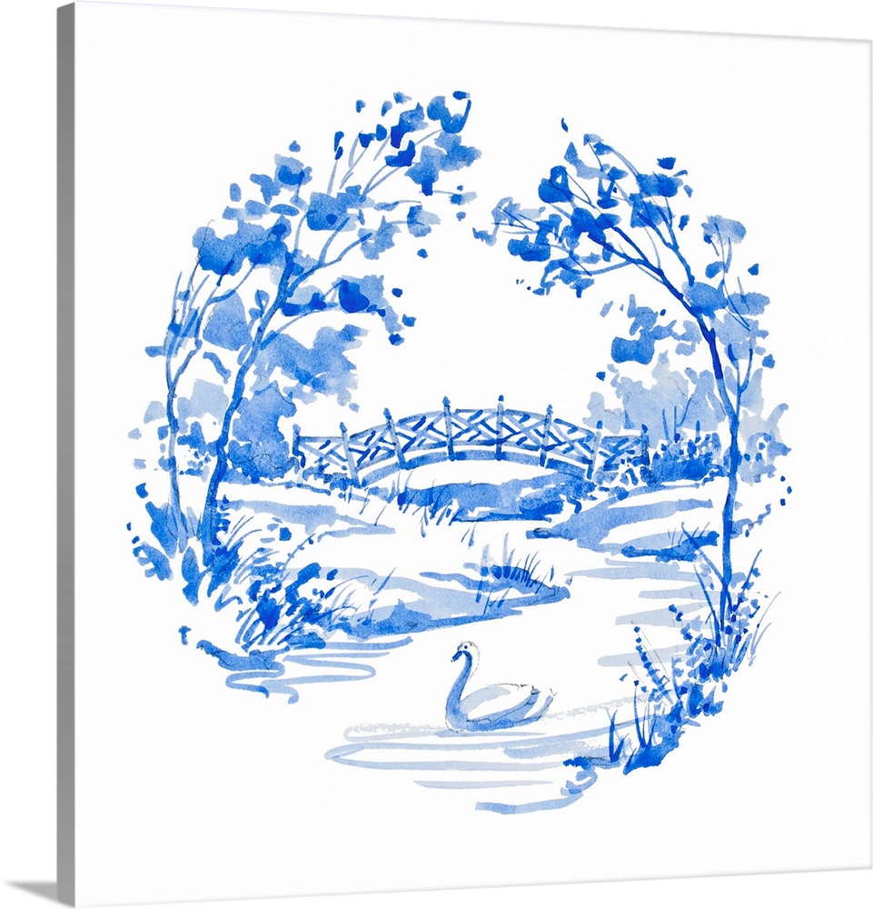 Original artwork by Gary Robertson.  Palace Bridge with Swan.