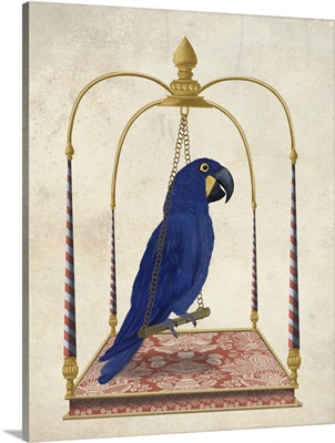 Blue Parrot On Swing