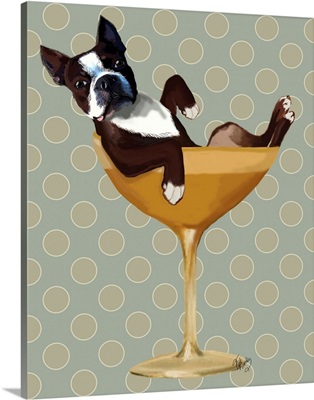 Boston Terrier in Cocktail Glass