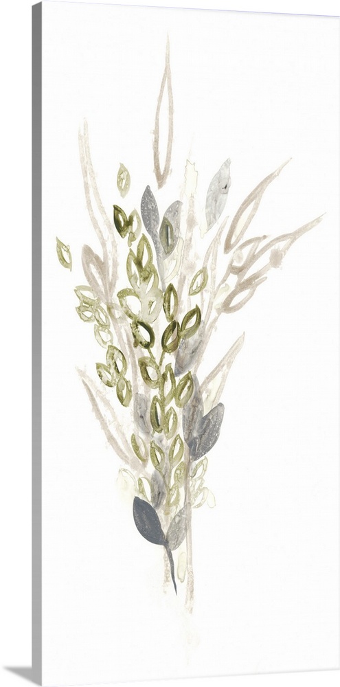 Simple watercolor artwork of a bouquet of flowers in pale earth tones.