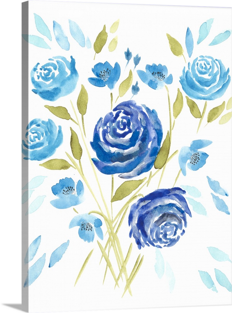 A chic design of beautiful blue flowers on a white background.