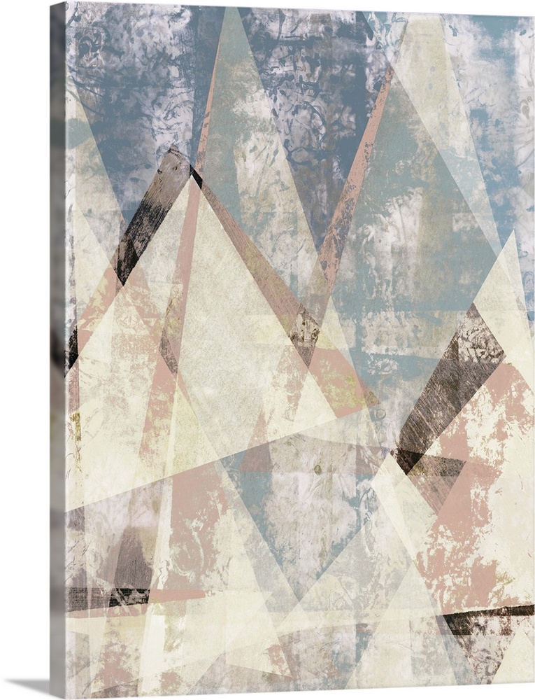 Abstract artwork of triangular shapes with a weathered texture.