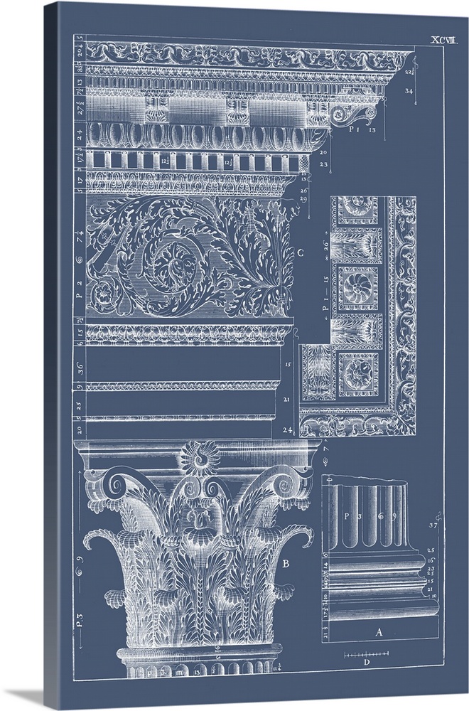 Column Cornice Blueprint – made-to-measure canvas print – Photowall