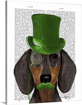 Dachshund with Green Top Hat Black Tan