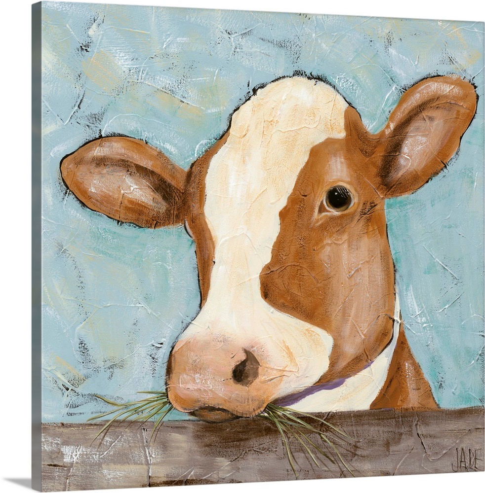 Contemporary painting of a portrait of a cow.
