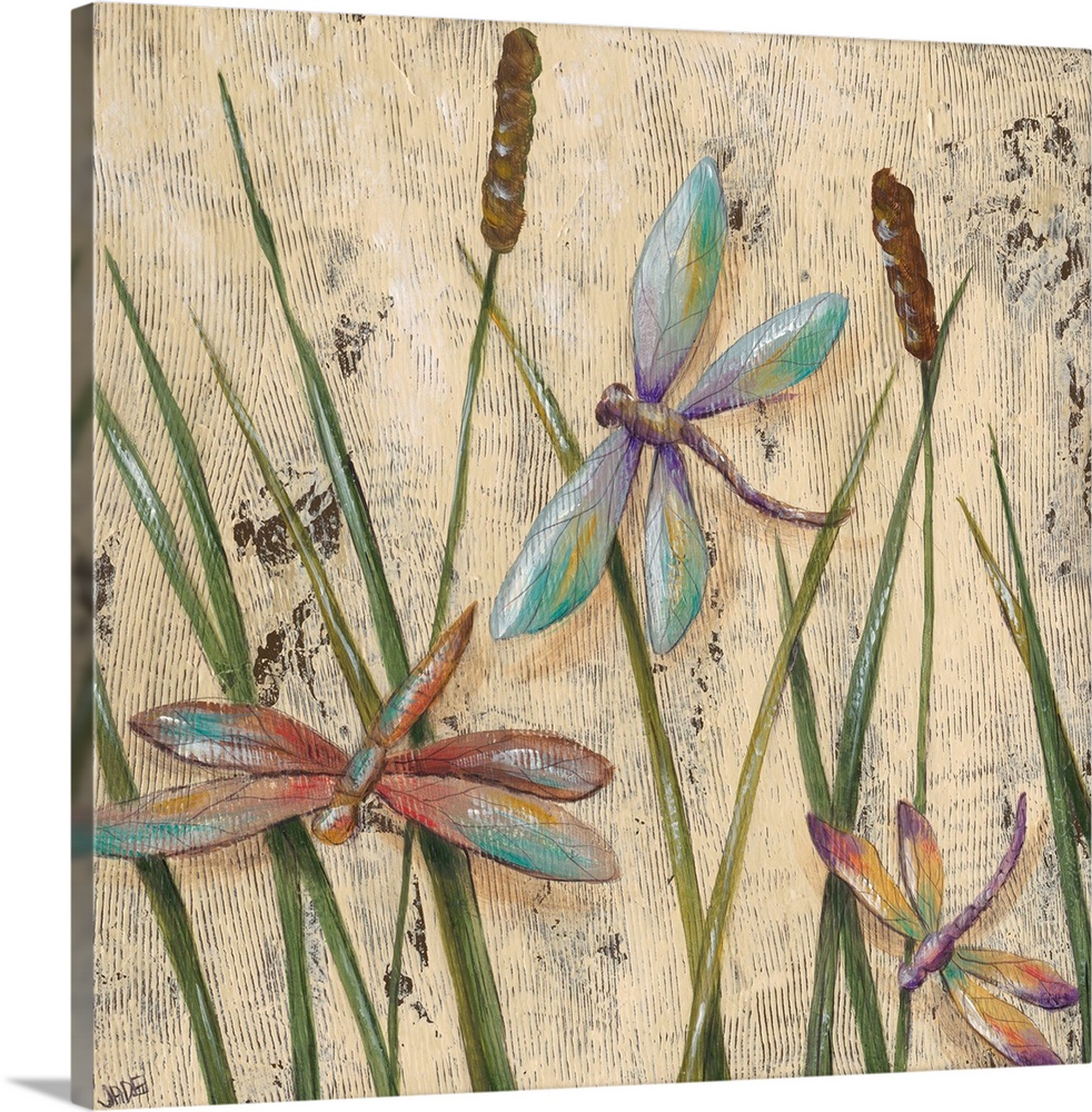 Dancing Dragonflies I Solid-Faced Canvas Print