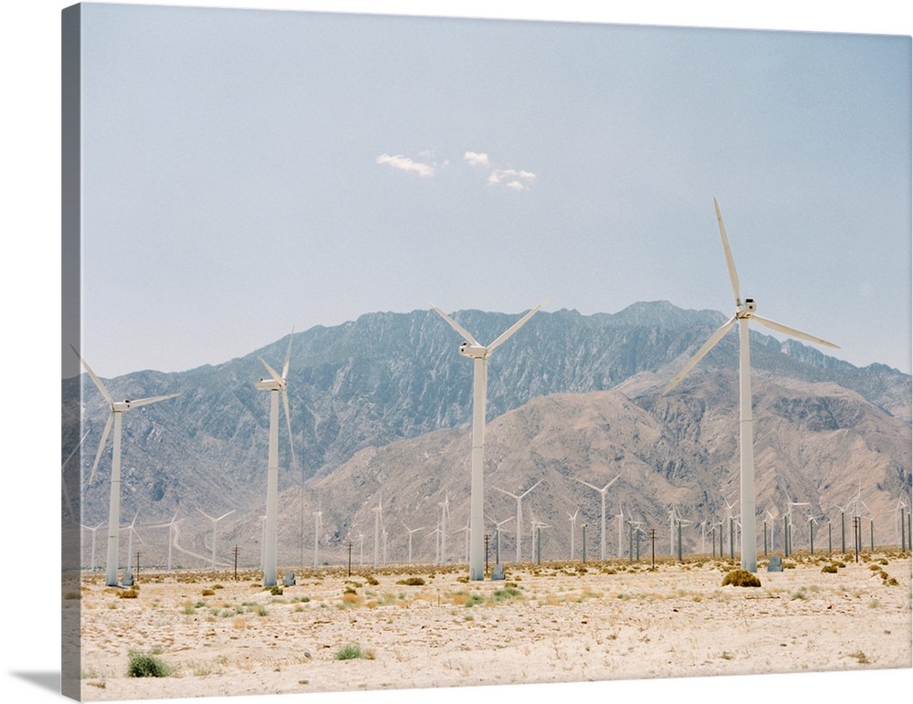 Photograph of a wind power farm outside of Palm Springs, California.