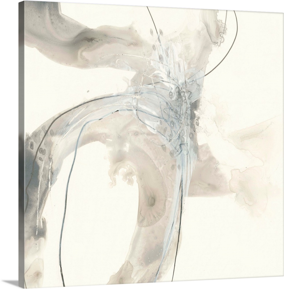 Contemporary abstract art print in neutral grey and white.