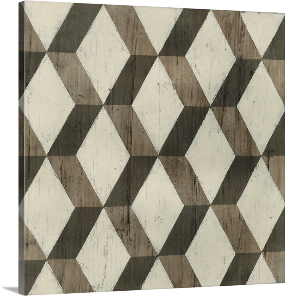 Square patterned abstract art made in shades of brown.