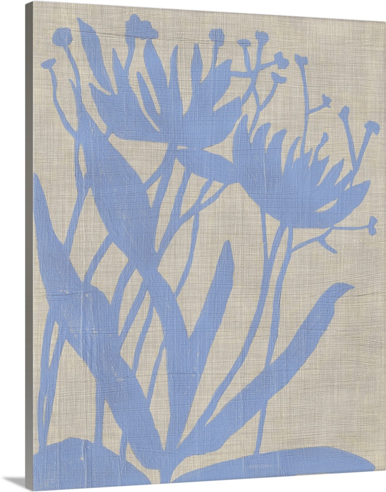 Contemporary flora silhouette in periwinkle.