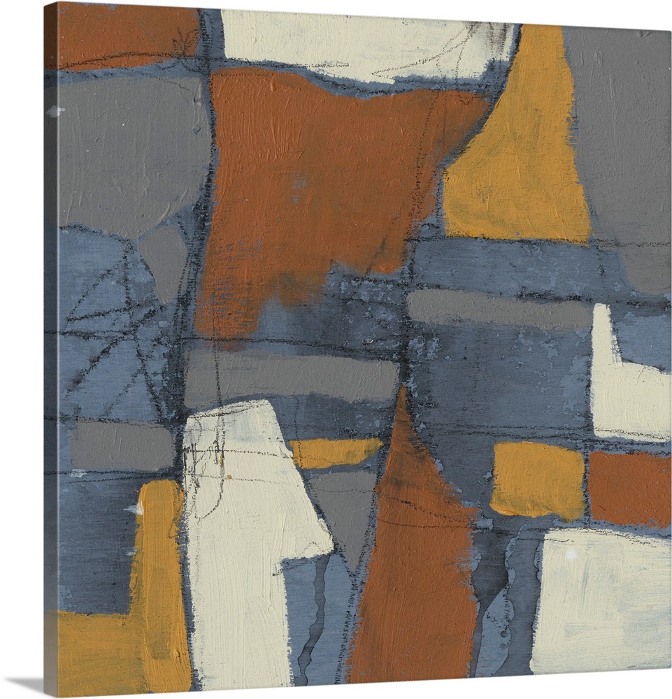 Abstract contemporary artwork in earthy tones of brown, grey, and beige.