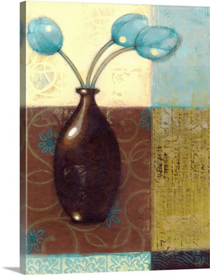 Ebony Vase with Blue Tulips II