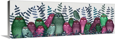 Electric Owls, Pink and Green