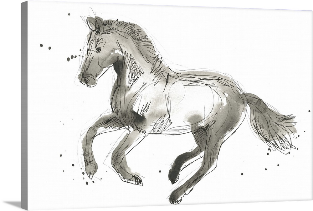 Neutral-toned abstract horse illustration.
