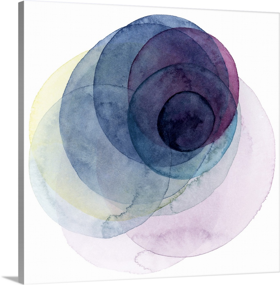 Inspired by the cosmos, these spinning watercolor circles resemble the orbit a planet takes in shades of blue, purple and ...