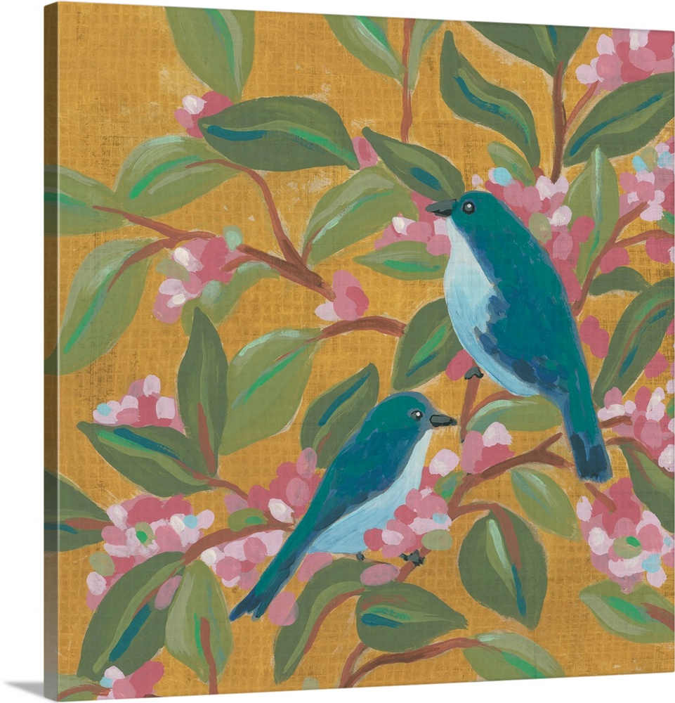 Floral Bluebirds I