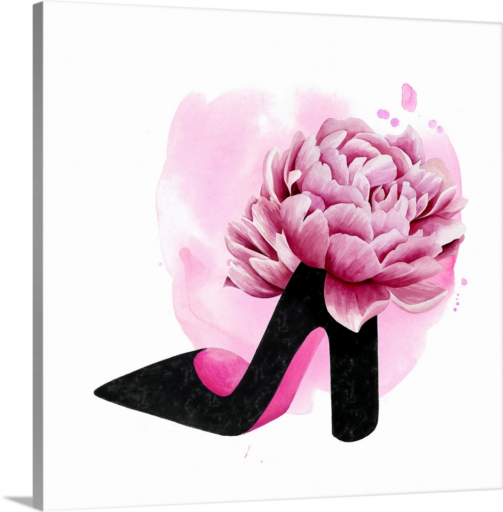 High Heel with Pink Flowers Wall Art, Canvas Prints, Framed Prints, Wall  Peels