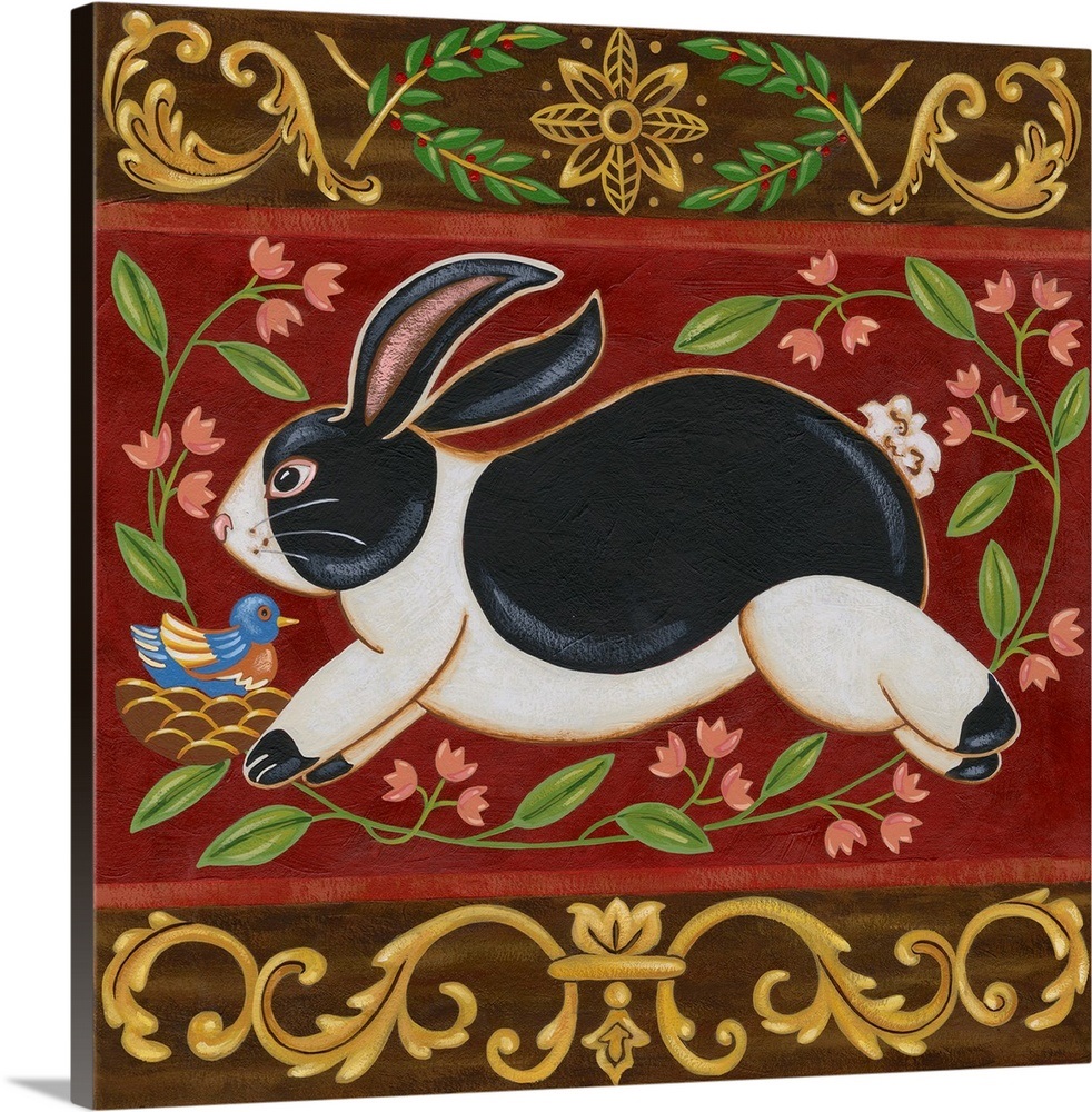 Folk Rabbit I Wall Art, Canvas Prints, Framed Prints, Wall Peels