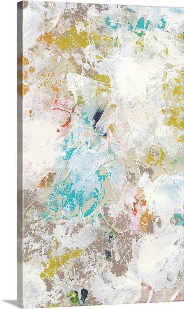 Contemporary abstract painting with a weathered pale look.