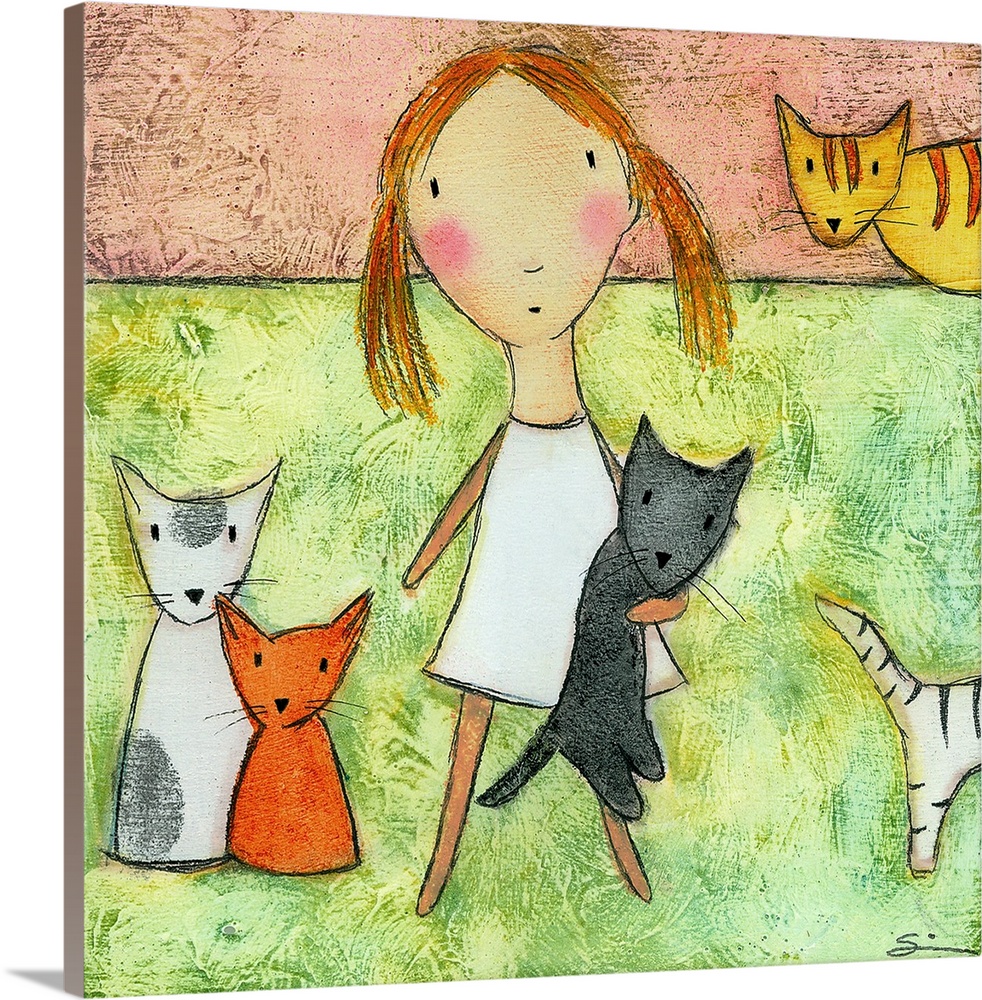 Girl with Cats