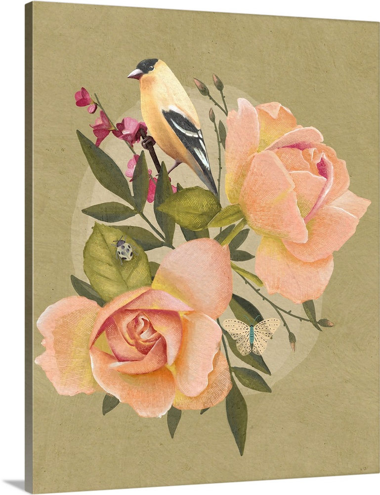 Goldfinch And Flowers I