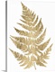 image thumbnail of Contemporary artwork of a gold fern frond against a white background.