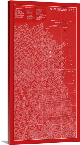 Graphic Map of San Francisco Gallery-Wrapped Canvas
