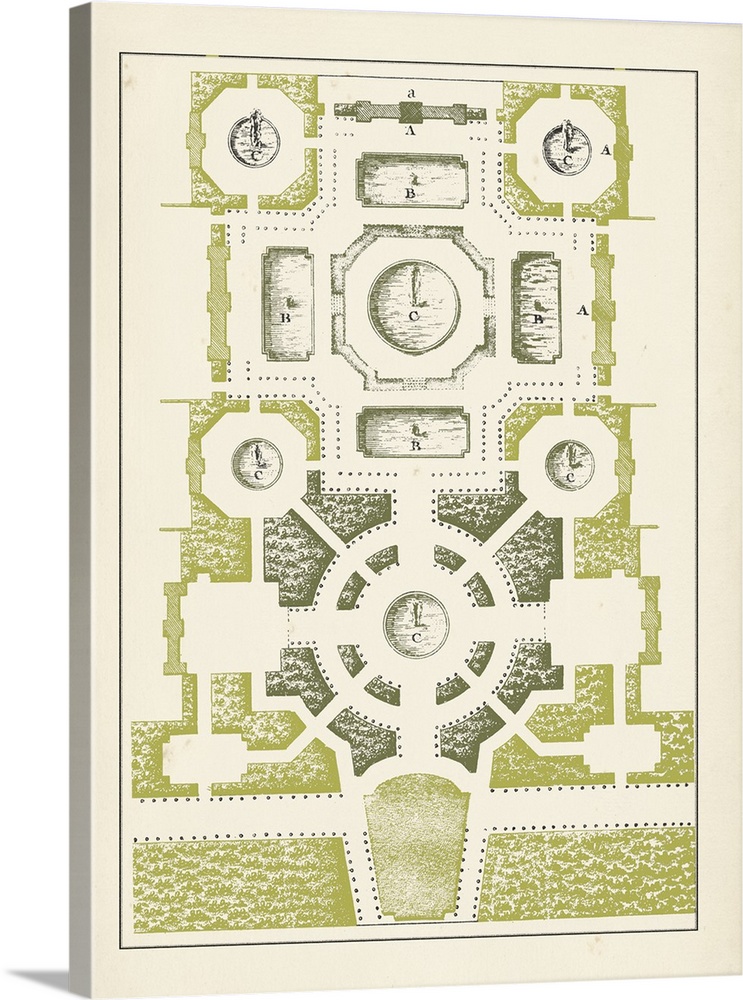 Architectural illustration of a complex hedge maze design.