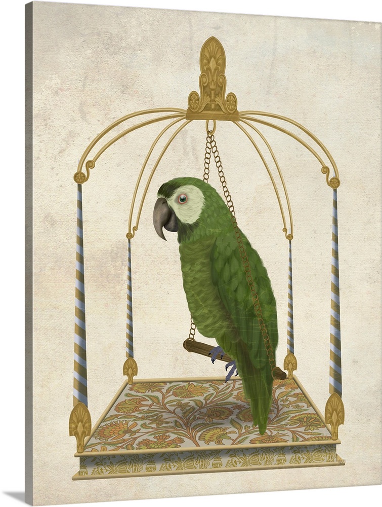 Green Parrot On Swing