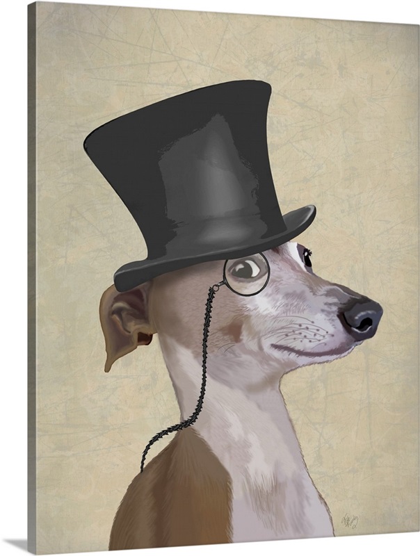 Greyhound, Formal Hound and Hat Wall Art, Canvas Prints, Framed Prints ...