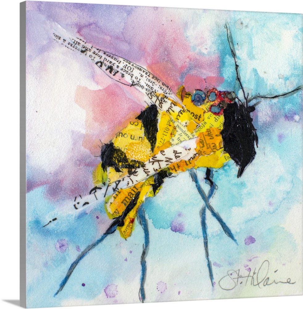 Bee Happy | Large Solid-Faced Canvas Wall Art Print | Great Big Canvas