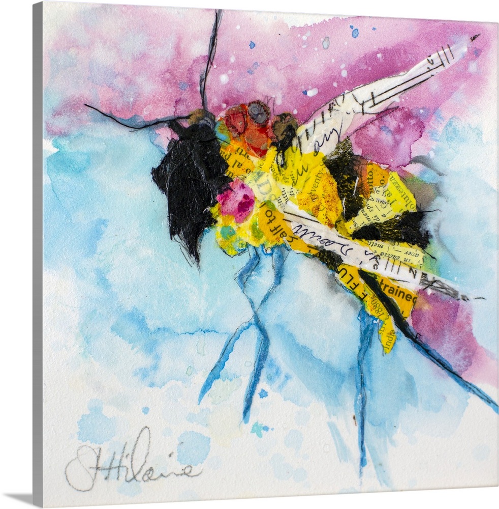 Bee Happy | Large Solid-Faced Canvas Wall Art Print | Great Big Canvas