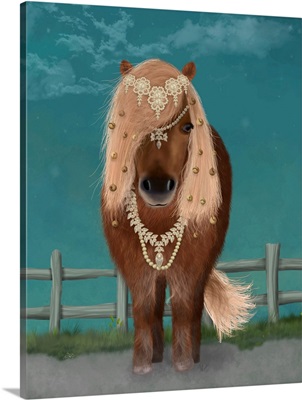 Horse Brown Pony with Bells, Full