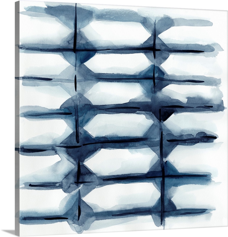 Square Shibori pattern in navy blue and white.