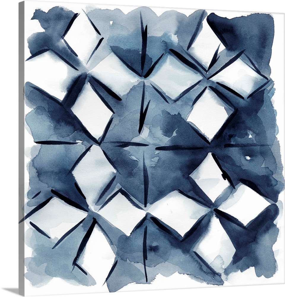 Square Shibori pattern in navy blue and white.