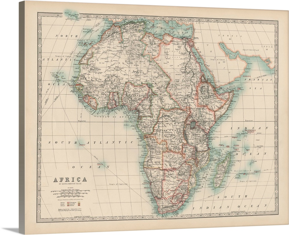 Vintage map of the continent of Africa.
