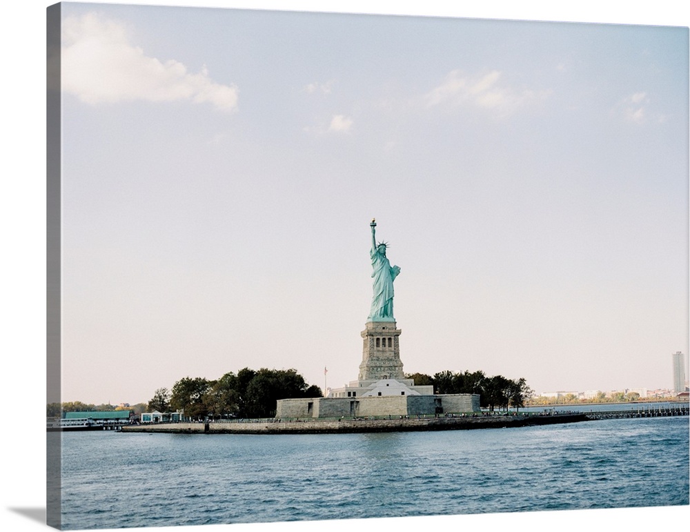 Photograph of the Statue of Liberty taken from across the water, New York City.