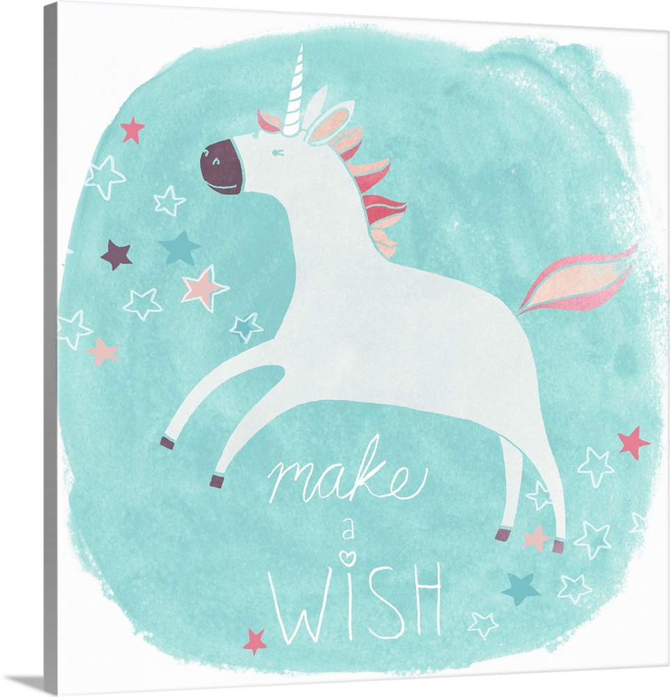 This endearing decor blue watercolor background with the words: Make a wish.