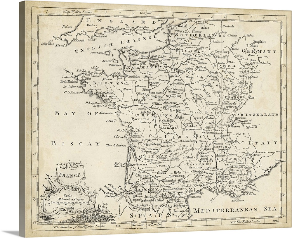 Map of France Wall Art, Canvas Prints, Framed Prints, Wall Peels ...