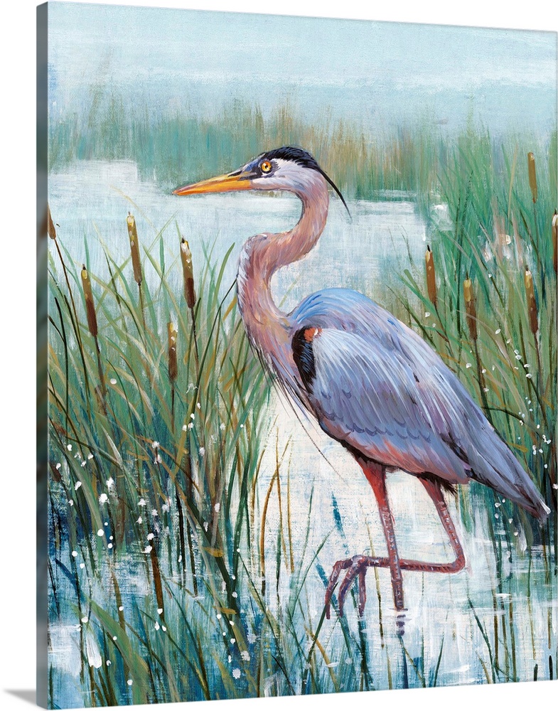 Bird Home Decor Wetland Heron II Canvas Wall Art Print