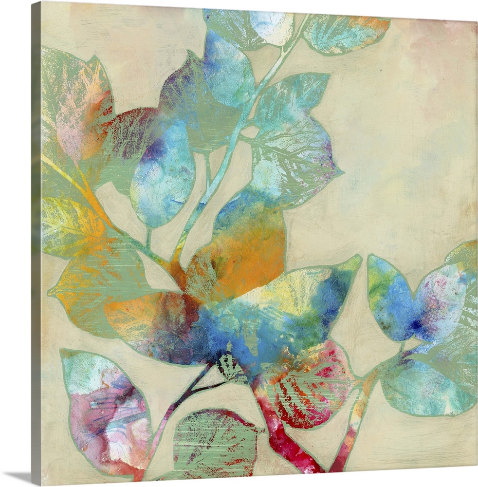 Contemporary floral artwork in a translucent metallic style.