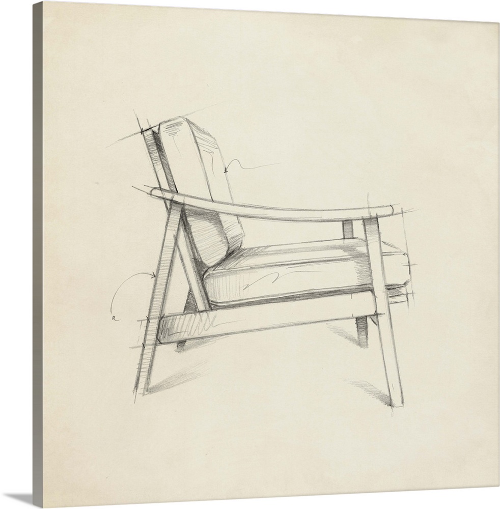 Industrial design diagram of a stylish chair.