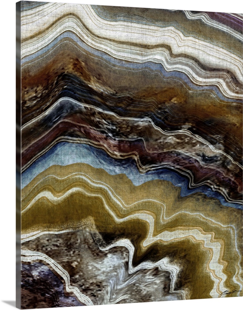 Abstract painting resembling a close up of mineral agate layers.