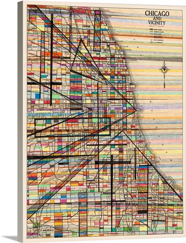 Modern Map of Chicago Stretched Canvas Print