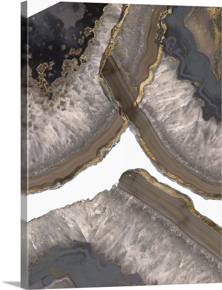 Abstract art print of agate cross sections in brown and grey shades.