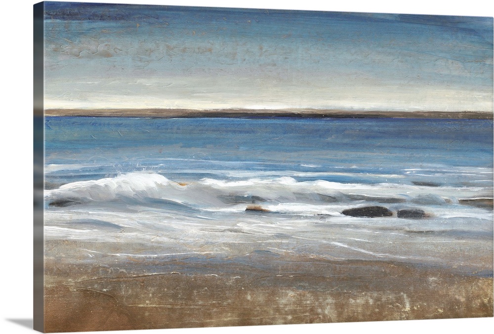 Contemporary painting of a seascape with small waves.
