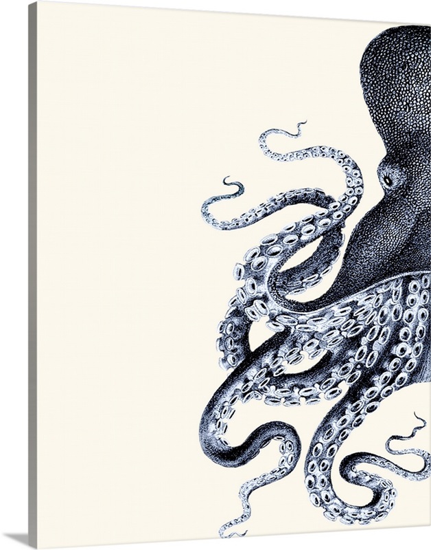 Octopus Indigo Blue and Cream a | Great Big Canvas