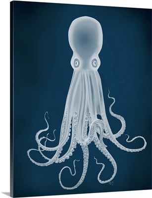Octopus VIII, White on Blue
